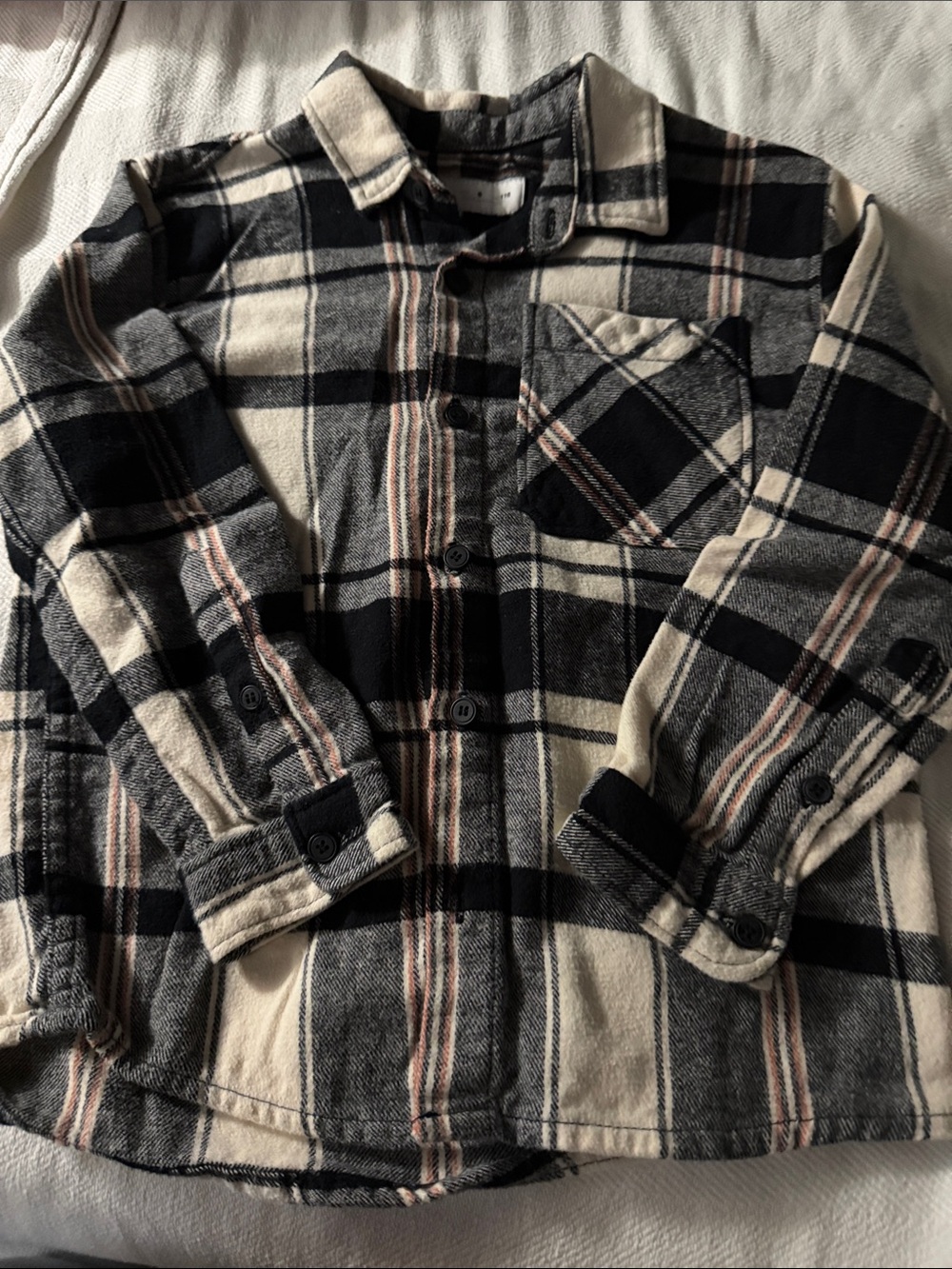 Zara Kids Plaid Flannel Shirt Jacket - Black, Cream & orange